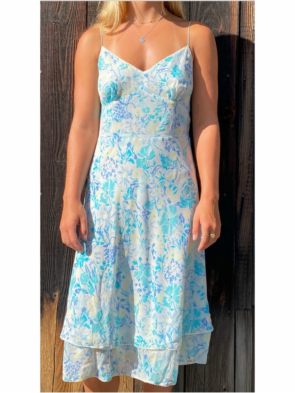90s Ann Taylor Silk Floral Slip Dress 6 - Picture 2 of 4